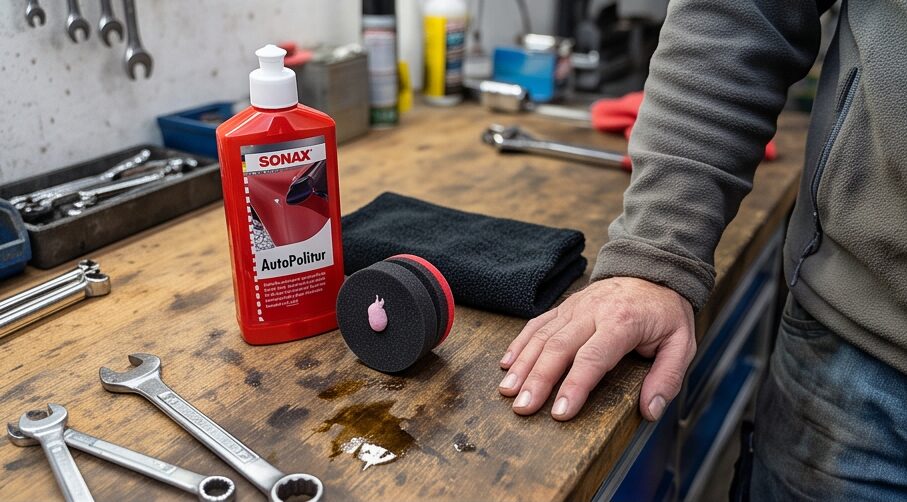 detailmate SONAX Handpolier Set im Test - Autopolitur für Bunt- und Metalliclacke + Handpolierschwamm + Mikrofasertuch